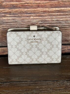 kate spade Cream Spade Floral Logo Compact Wallet with Zip